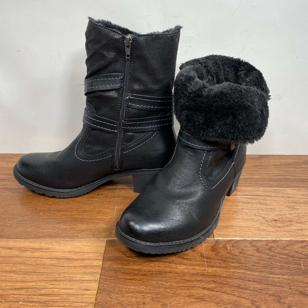 Spring Step relife  Boisa black boots fold over faux fur lined  sz 41 / 10 Vegan